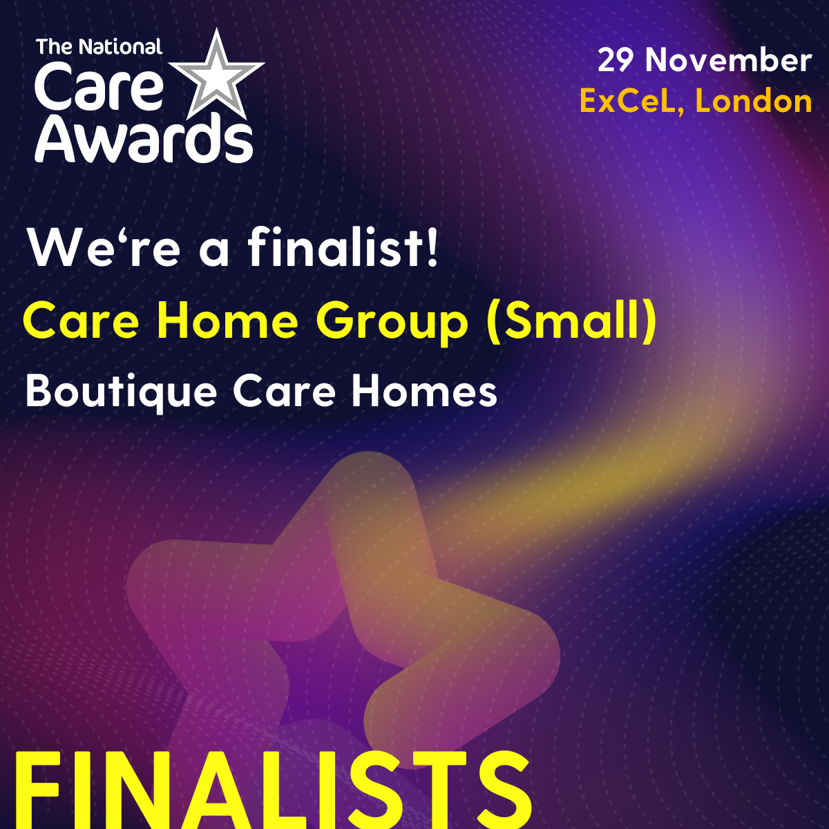 Boutique Care Homes Revealed as Triple Finalists at the 26th National Care Awards 2024