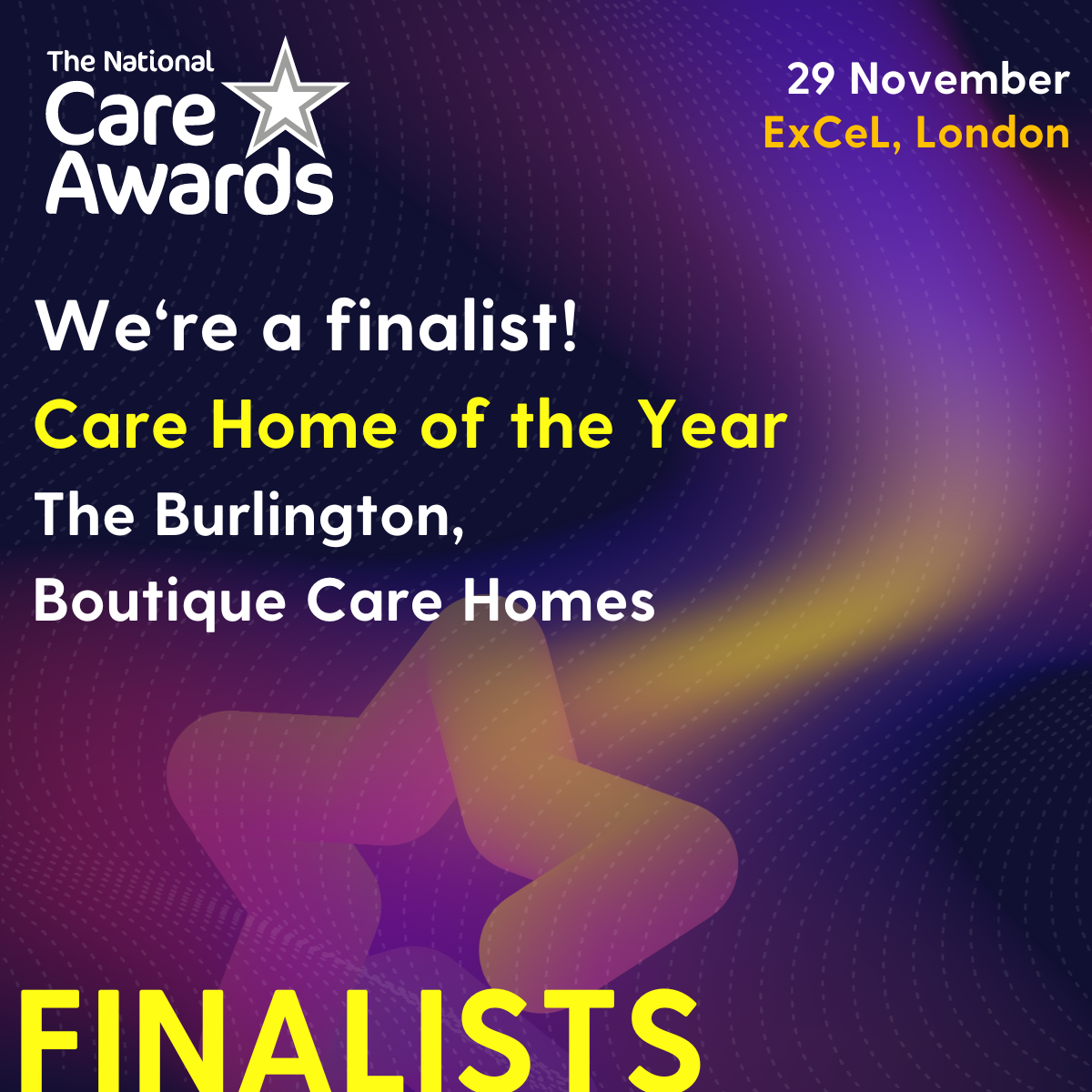 The Burlington Named a Finalist for Care Home of the Year at the National Care Awards 2024.